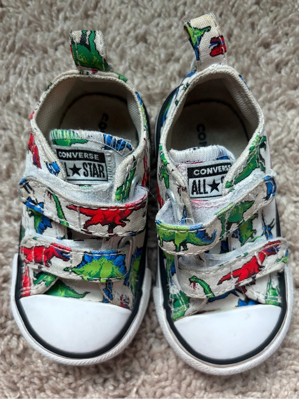 Converse All Star Toddler Size 4 Dinosaur Print Velcro Sneakers